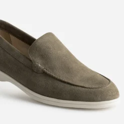 Mocassin kaki cuir velours