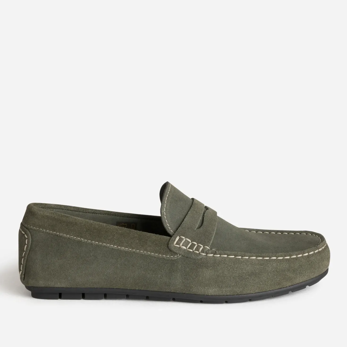 Mocassin kaki cuir velours