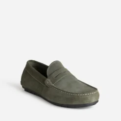 Mocassin kaki cuir velours