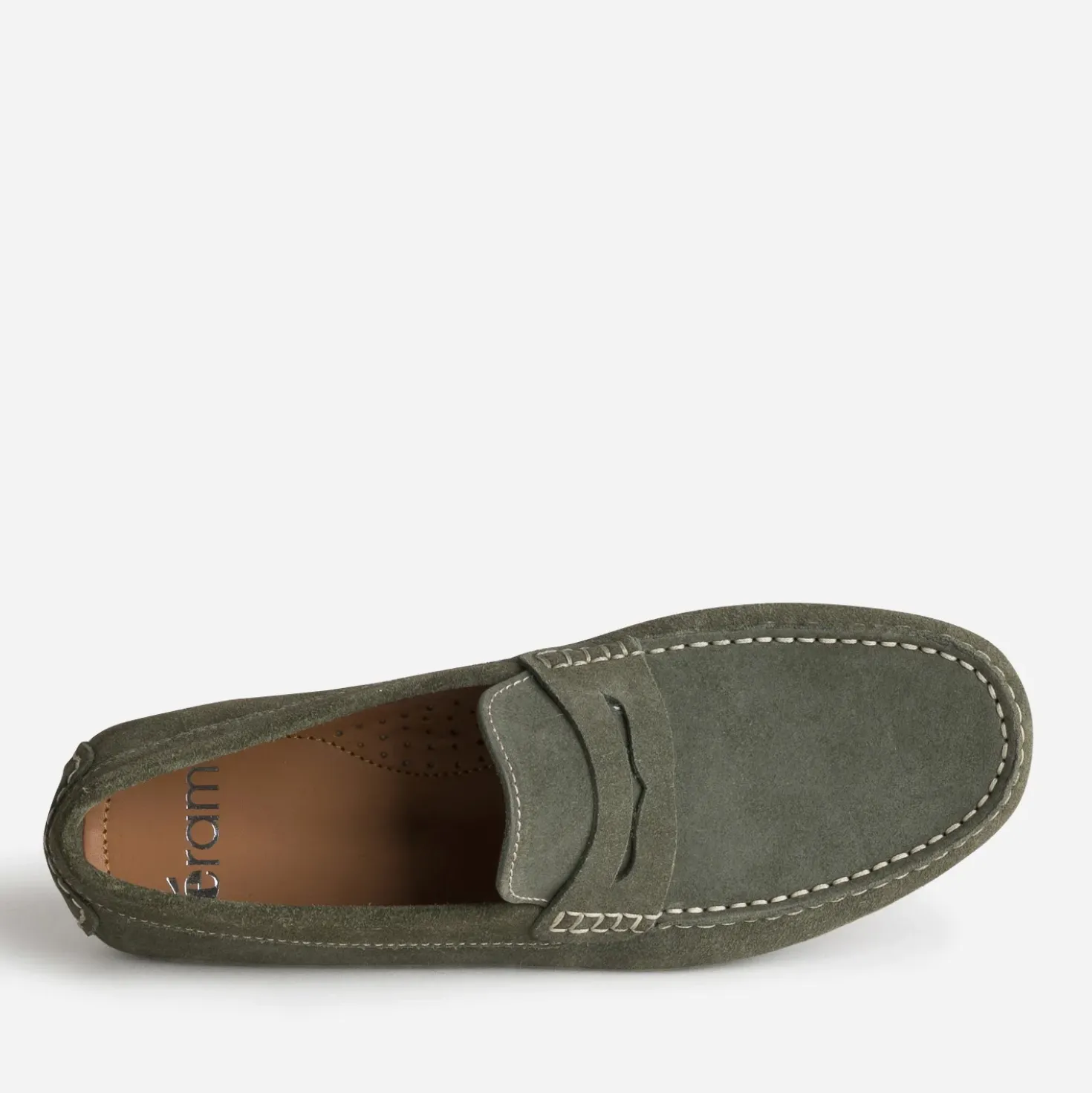 Mocassin kaki cuir velours