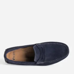 Mocassin marine cuir velours