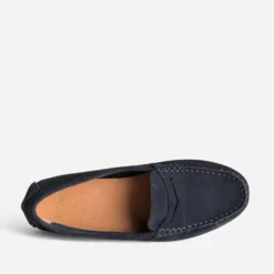 Mocassin marine cuir velours