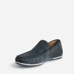 Mocassin marine en cuir velours