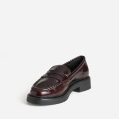 Mocassin marron cuir plateforme