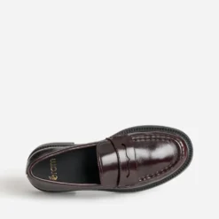 Mocassin marron cuir plateforme