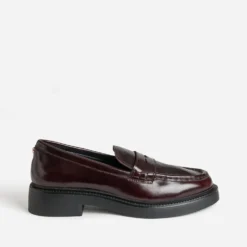 Mocassin marron cuir plateforme