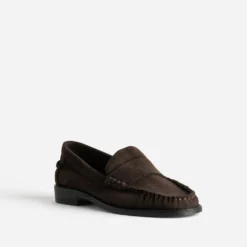 Mocassin marron cuir velours souple
