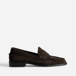 Mocassin marron cuir velours souple
