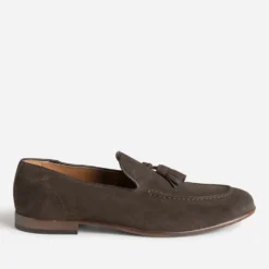 Mocassin marron cuir velours à pampilles