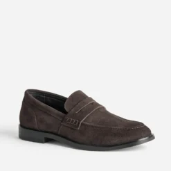 Mocassin marron cuir velours