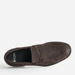 Mocassin marron cuir velours