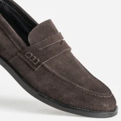 Mocassin marron cuir velours