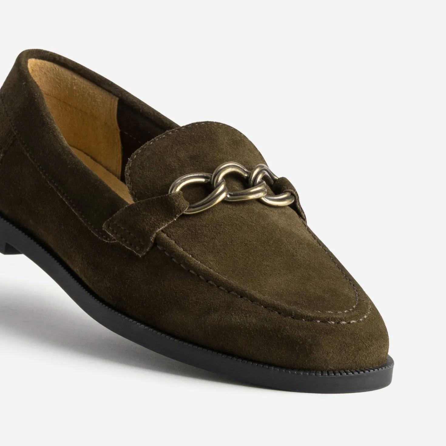 Mocassin marron cuir velours