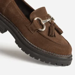 Mocassin marron cuir velours détail mors