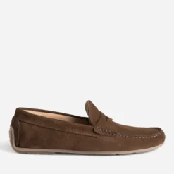Mocassin marron en cuir velours