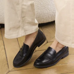 Mocassin noir cuir