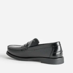 Mocassin noir cuir glacé