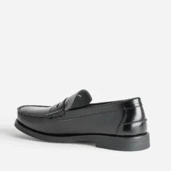 Mocassin noir cuir glacé