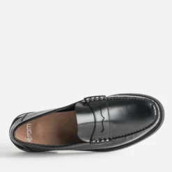 Mocassin noir cuir glacé