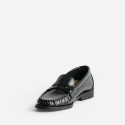 Mocassin noir cuir glacé