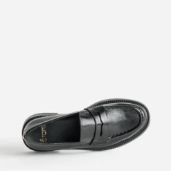 Mocassin noir cuir plateforme