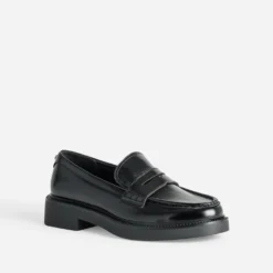 Mocassin noir cuir plateforme