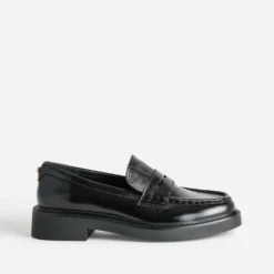 Mocassin noir cuir plateforme