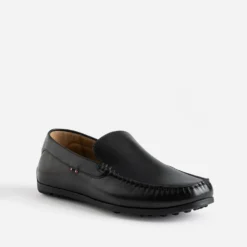 Mocassin noir en cuir