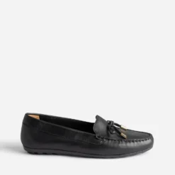 Mocassin noir en cuir