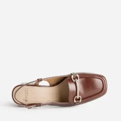 Mocassin slingback cognac à talon