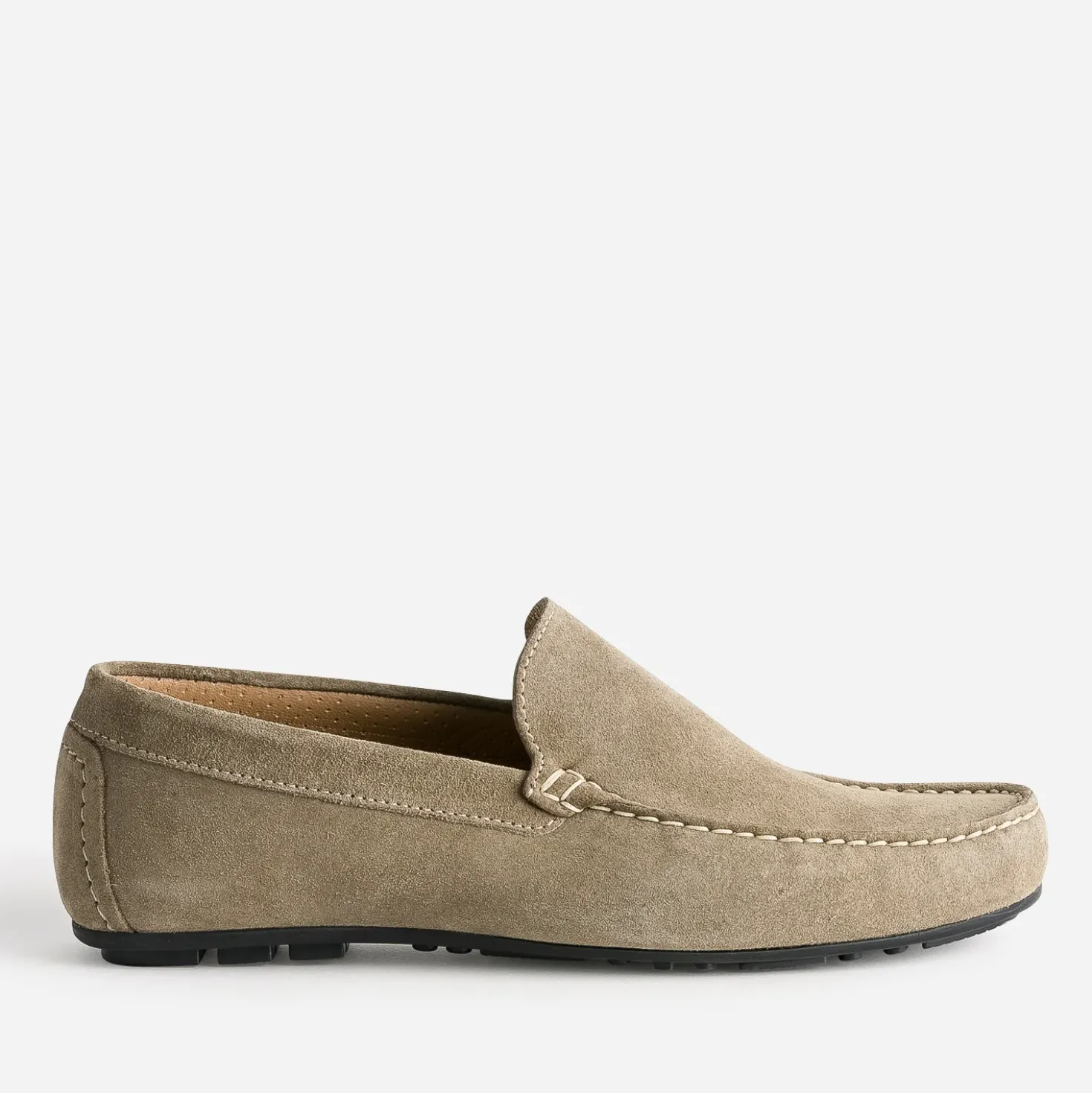 Mocassin taupe en cuir velours