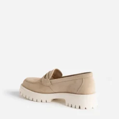 Mocassin TEXTO beige cuir velours cranté
