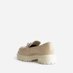 Mocassin TEXTO beige en cuir à semelle crantée