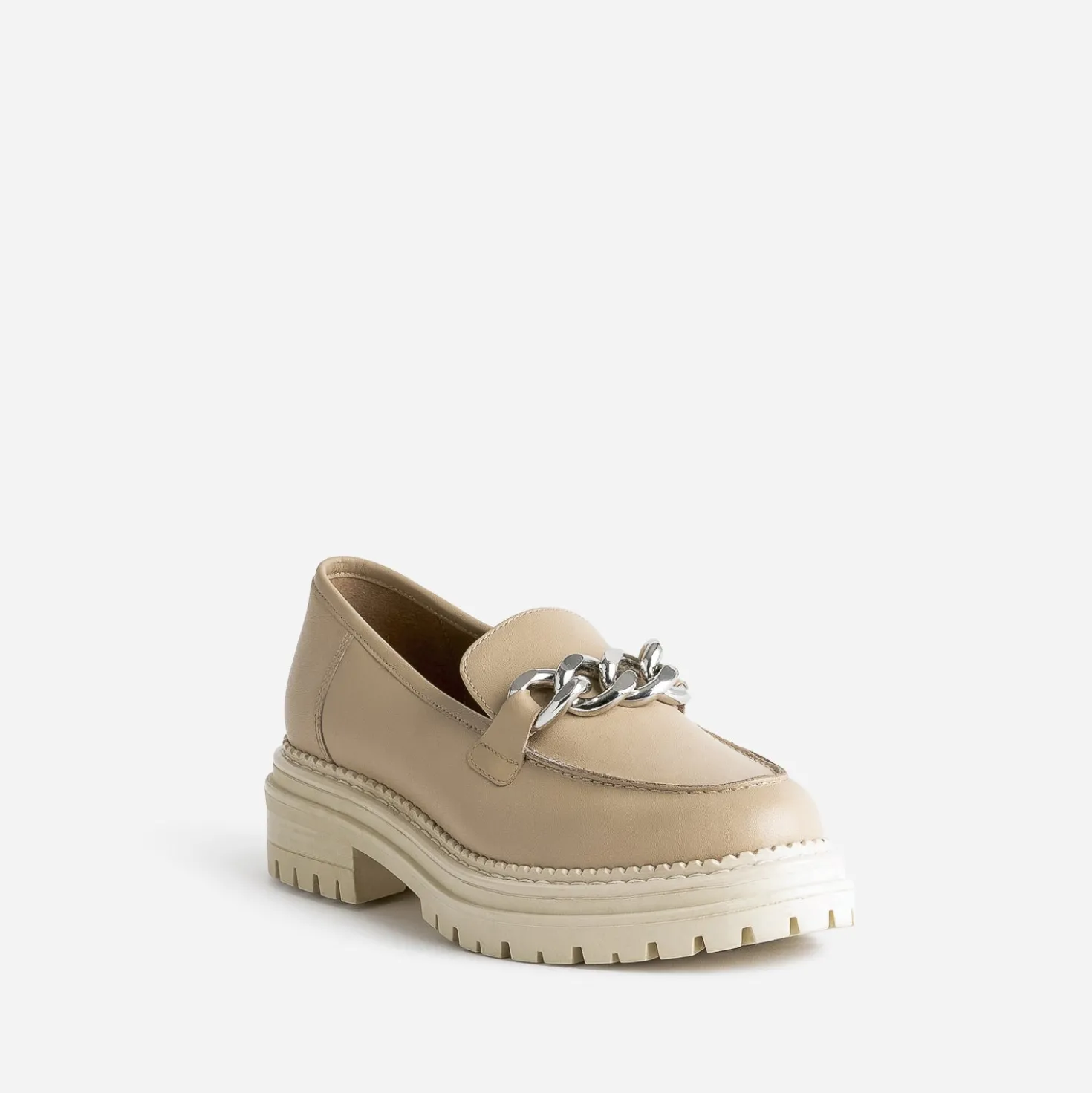 Mocassin TEXTO beige en cuir à semelle crantée