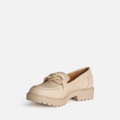 Mocassin TEXTO beige tressage et maxi chaîne
