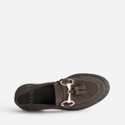 Mocassin TEXTO marron cuir velours