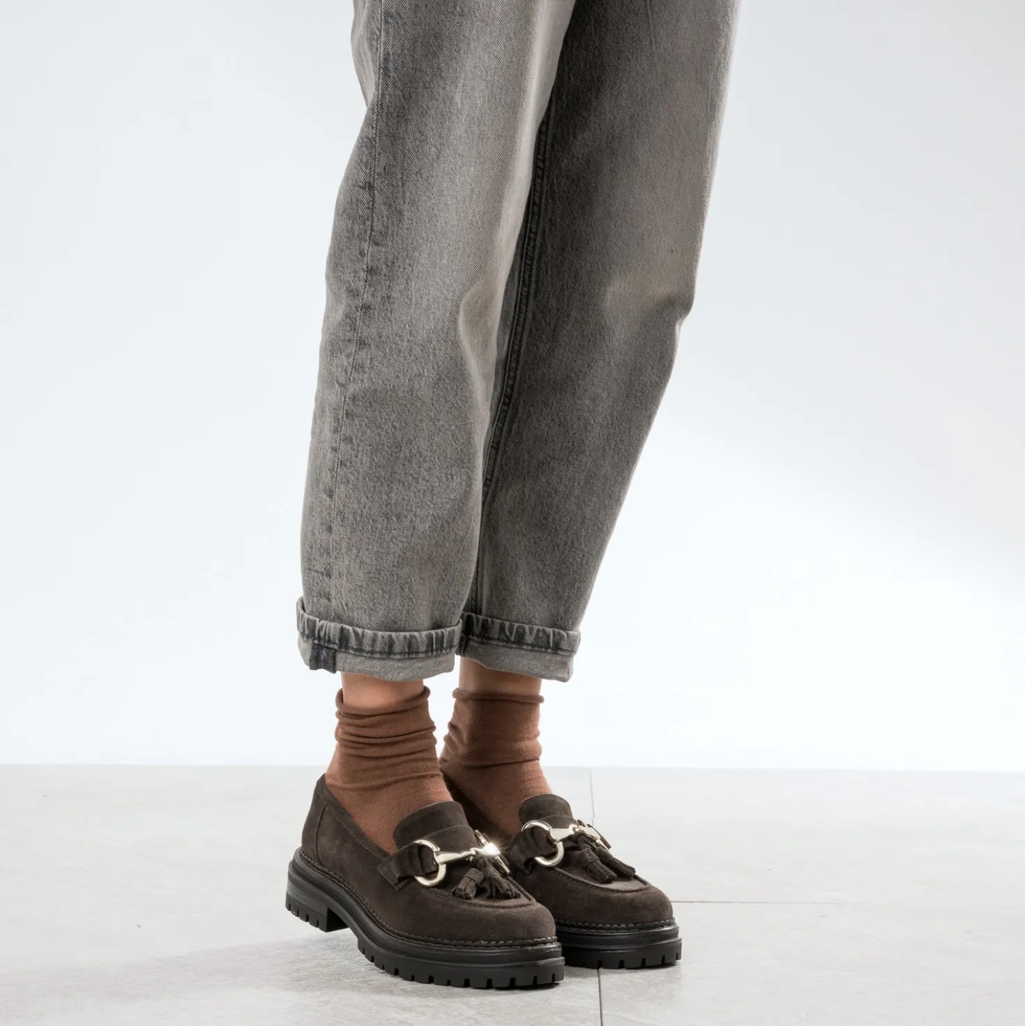Mocassin TEXTO marron cuir velours