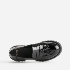 Mocassin TEXTO noir avec pampille semelle crantée