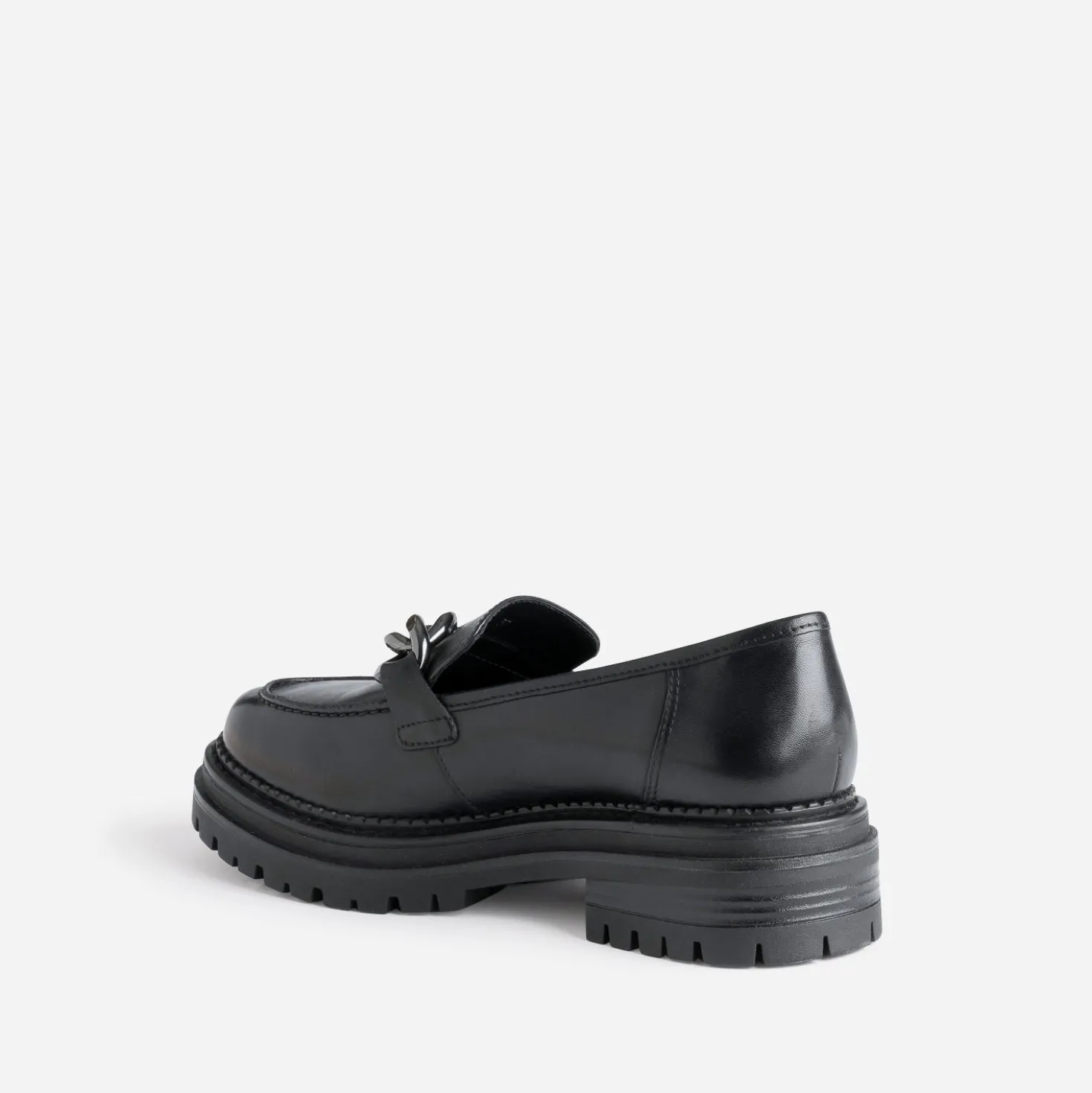 Mocassin TEXTO noir en cuir à semelle crantée