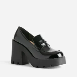 Mocassin TEXTO noir à plateforme crantée