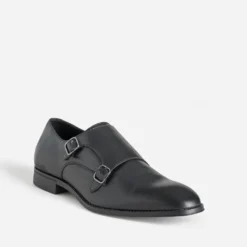 Monk noir cuir