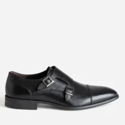 Monk noir cuir bout droit