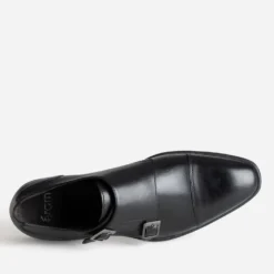 Monk noir cuir bout droit