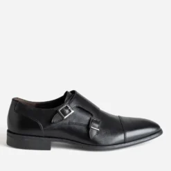 Monk noir cuir bout droit