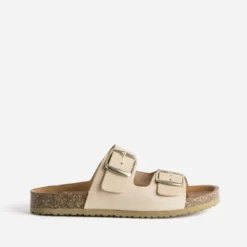 Mule anatomique beige cuir