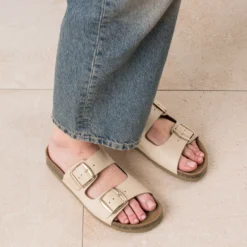 Mule anatomique beige cuir