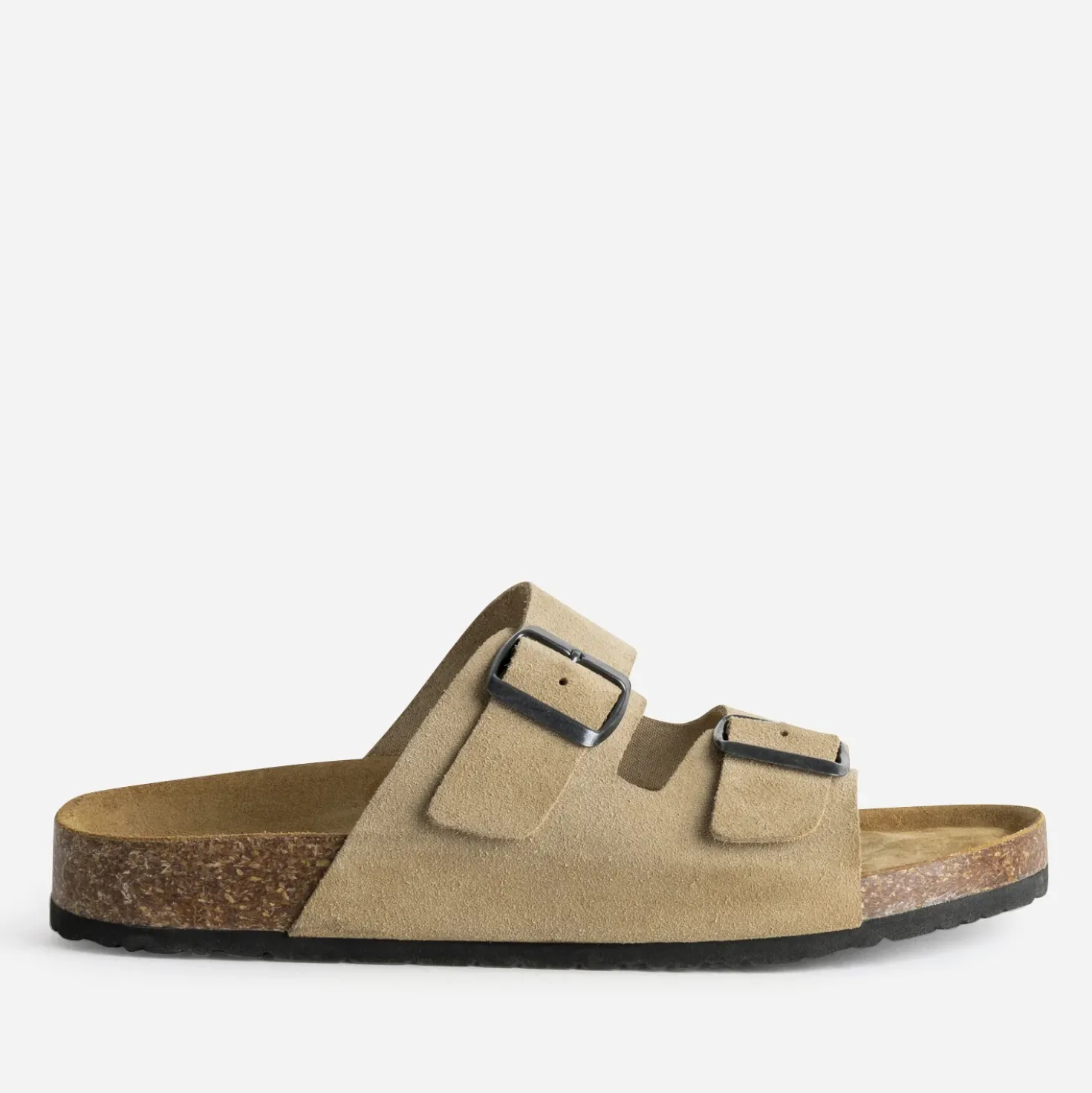 Mule anatomique beige cuir velours