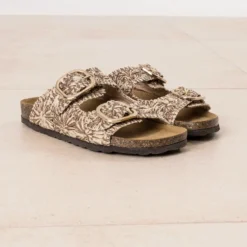 Mule anatomique camel tressée beige