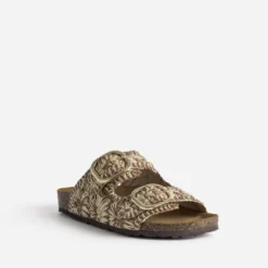 Mule anatomique camel tressée beige