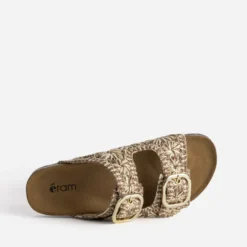 Mule anatomique camel tressée beige
